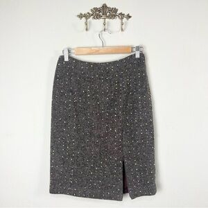 Vintage Drama Tweed‎ Multicolor Clip Dot Adjustable Slit Pencil Skirt Size 6